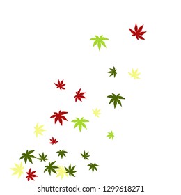 Cute vegetative pattern with simple small leaves for a greeting card or poster. Vector background for spring or summer design
