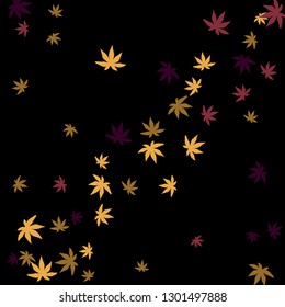 Cute vegetative pattern with simple small leaves for a greeting card or poster. Vector background for spring or summer design

