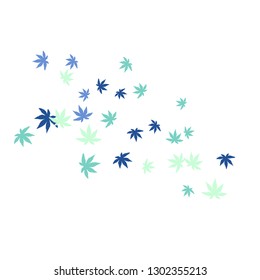 Cute vegetative pattern with simple small leaves for a greeting card or poster. Vector background for spring or summer design
