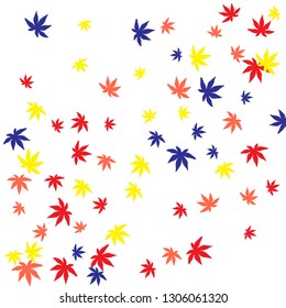 Cute vegetative pattern with simple small leaves for a greeting card or poster. Vector background for spring or summer design

