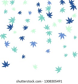 Cute vegetative pattern with simple small leaves for a greeting card or poster. Vector background for spring or summer design

