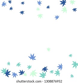 Cute vegetative pattern with simple small leaves for a greeting card or poster. Vector background for spring or summer design
