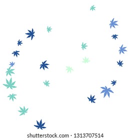 Cute vegetative pattern with simple small leaves for a greeting card or poster. Vector background for spring or summer design
