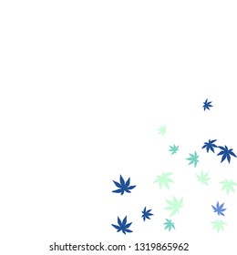 Cute vegetative pattern with simple small leaves for a greeting card or poster. Vector background for spring or summer design
