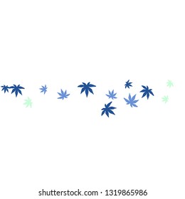 Cute vegetative pattern with simple small leaves for a greeting card or poster. Vector background for spring or summer design
