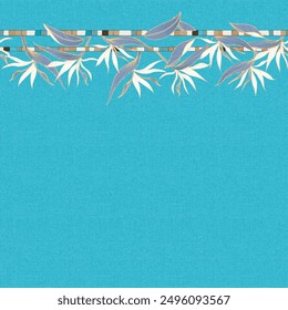 Cute vegetative pattern with simple small leaves for a greeting card or poster. Vector background for spring or summer design
