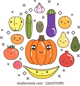 Cute veggies and fruits