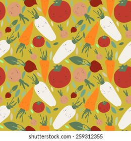Cute veggies seamless pattern