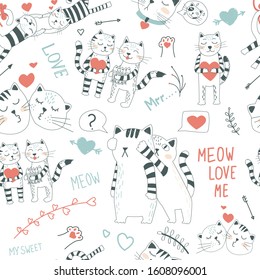 Cute velantines pattern with cats