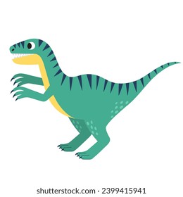 Velocidad corta en un elemento aislado al estilo caricatura. Divertido dinosaurio de época jurásica para diseño infantil. Clíparte de dino prehistórico. Ilustración del vector