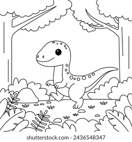 Cute Velociraptor Dinosaur Coloring Page