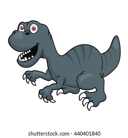 Cute velociraptor or raptor dinosaur isolated over white background