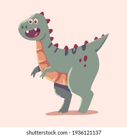 Cute velociraptor vector cartoon dinosaur illustration isolated on background.