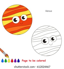 Cute Venus Planet to be colored, the coloring book for preschool kids with easy educational gaming level.