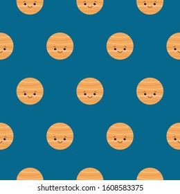 Cute venus planet pattern seamless vector repeat geometric for any web design on blue background