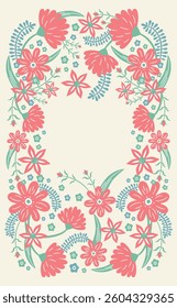 Cute vertical card template for Mother's Day: background frame with hand-drawn carnation illustration