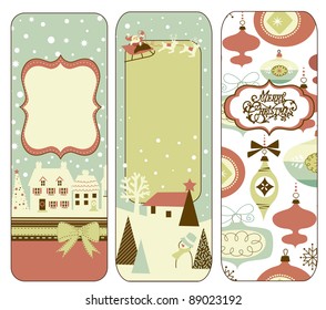 Cute Vertical Christmas banners in retro style