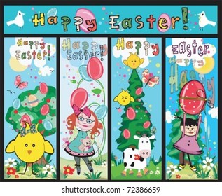 Cute Vertical Easter banners.