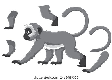 Cute vervet monkey cartoon walking