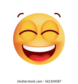 Cute Very Happy Emoticon on White Background. Isolated Vector Illustration 