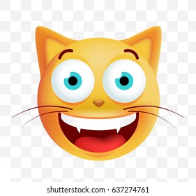 Cute Very Happy Emoticon on White Background. Isolated Vector Illustration 