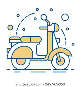 Cute Vespa Bike Comic Style Vector  Vespa Bike Outline Logo Comic Style Scooty