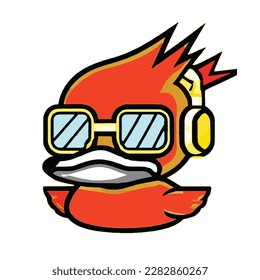 Cute vibin orange duck listening music and chill