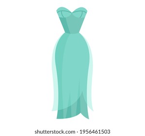 Cute vibrant elegant light blue night dress. Comfortable bright clothing piece with designer parts suitable for women. Flat cartoon vector illustration isolated on white background