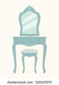 Cute victorian style interior elements as vintage furniture with mirror