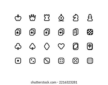 Cute video games outline icon set with classic games related line icons