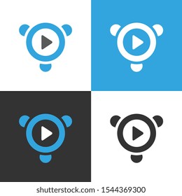 Cute video player logo template, abstract play symbol - Vector