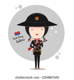 Cute Vietcong Vietnam Soldier Cartoon Vector