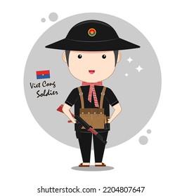 Cute Vietcong Vietnam Soldier Cartoon Vector