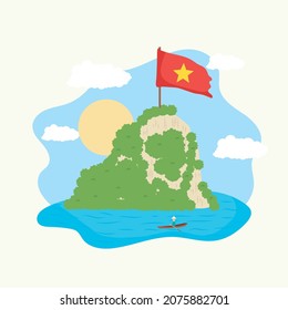 cute vietnam island and flag