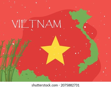 süße Vietnam-Karte und Flagge