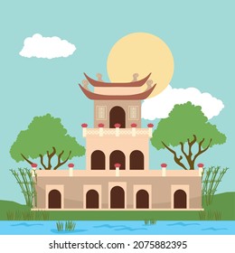 cute vietnam temple with items