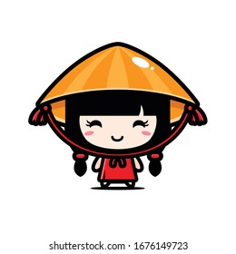 Cute Vietnamese Girl Character Vector Design