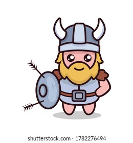 cute viking mascot design illustration