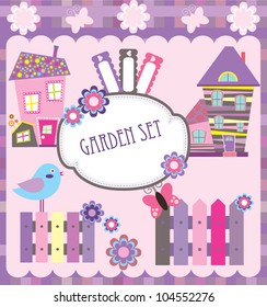 cute village scrap collection. vector illustration