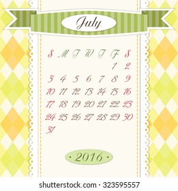 Cute vintage 2016 calendar pages in shabby chic style