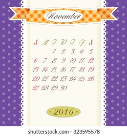 Cute vintage 2016 calendar pages in shabby chic style