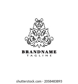 cute vintage acanthus leaf ornament logo icon design template black modern isolated vector illustration