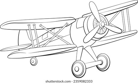 Cute vintage aircraft cartoon doodle illustration