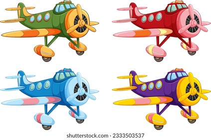 Cute vintage aircraft cartoon illustration