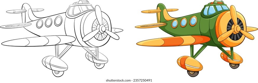 Cute vintage aircraft cartoon illustration
