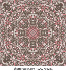 Cute vintage art seamless pattern. Ethnic geometric print. Vintage repeating background texture. Fabric, cloth design, wallpaper, wrapping