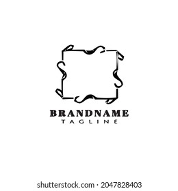 cute vintage border frame logo cartoon icon design template black modern isolated vector illustration