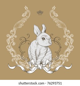 cute vintage bunny card