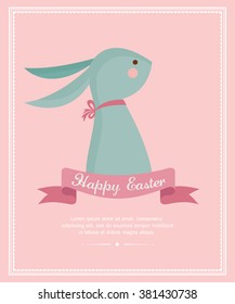 Cute Vintage Bunny with a ribbon. Easter card