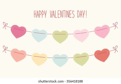 Cute vintage bunting flags with hearts ideal as Valentines day greeting card, can be used also for  wedding album scrap decoration etc